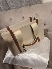 Woody Medium Canvas White/Brown Tote Bag picture