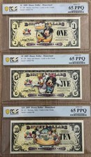 2009 $1/$5/$10 Disney Matching Serial 3 Notes Matching PCGS Graded 65/65/65 picture