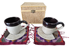 Rare Mt. Pinatubo Ash Glazed Tea/Espresso Cup Set, Handcrafted, Never Used picture