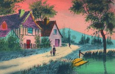 Antique 1920s MGA Art Postcard Country Cottage Landscape Belgium Lommel Mail picture