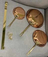 New Vintage 4pc. Solid Copper Skillet Set Made In Korea picture