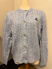 Vivienne Westwood Women Cable Knit Cardigan Blue Orb Logo Button Sweater picture