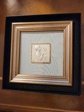 Vintage Italian 925 Sterling Silver First Communion Framed Plaque by Salerni picture