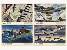 Vintage Original 1944 Air Trails Pictorial WWII Aviation Centerfolds – Lot of 4 picture