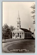 RPPC Petersham MA-Massachusetts, Unitarian Church Vintage Souvenir Postcard picture