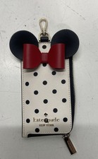 Kate Spade Polka Dot Minnie Mouse Zip Card Case Lanyard Wallet ID Holder Women's picture