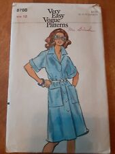 Very Easy Vogue Pattern 8788 Size 12 Bust 34 Loose-fitting Dress/front Button  picture