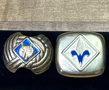 Vintage 1960s Cub Scout Wolf Webelos Neckerchief Slides Brass Enamel Lot of 2 picture