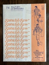 Vintage Stretch & Sew Pattern 1750 Men's T-Shirt & Tab Front Shirt, 34-48, 1977  picture