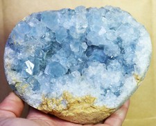 3.11lb Natural Grade Gorgeous Sky Blue Celestite Geode Rough Reiki Crystal Heart picture