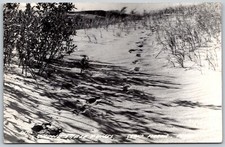 RPPC Footstep Imprints In Grand Sable Dunes GRAND MARAIS MI VINTAGE Postcard picture