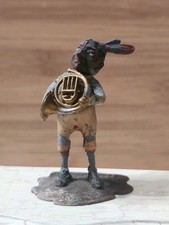 Rare VINTAGE 1900s HEYDE Bronze Indian Nodder Musician Bobblehead French Horn picture