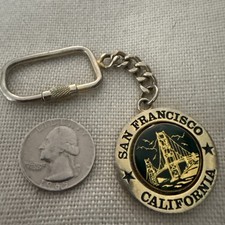 Vintage San Francisco Keychain Cable Car Golden Gate Bridge Spinner Carabiner picture