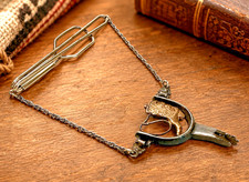 Vtg Hollands TX Sterling Silver Cowboy Boot Stirrup Spur Tie Clip 1936 picture