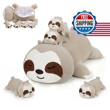 SQEQE 5-Piece Sloth Stuffed Animals Set with Babies Inside Plush Toys for Kids picture