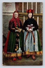 1908 Women in Traditional German Dress Gruss Aus Hessen Germany Postcard picture
