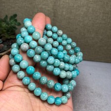5pcs wholesale Natural amazonite stone Crystal chain beads bracelet 8mm T4770 picture