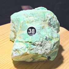Raw Green opal rough cabbing mineral specimen w/ black inclusion BL38 picture