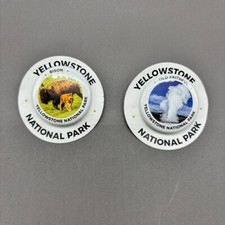 Yellowstone National Park Pin-Back Buttons Lot Bison Old Faithful Set on Card picture