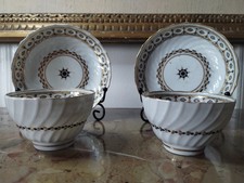 Pair Of Antique 1780s Chamberlains Porcelain Tea bowls And Saucers picture