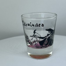 Vtg Sidewinder Shot Glass Cowboy Western Pink/Purple Hue Whiskey Brandy USA picture