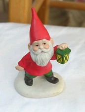 Vintage 1979 ENESCO Christmas Gnome Holding Lantern, porcelain, bisque finish  picture