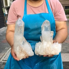 2Pcs 4.64LB Natural White Quartz Crystal Cluster Rough Specimen Healing Stone picture