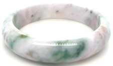 Type a burmese jadeite bangle white with green half moon 58.5mm