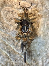 Vintage German Regula Hunting Cuckoo Clock Black Forest Deer 2 Weights Works picture