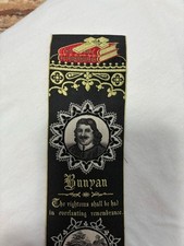 Antique Victorian T. Stevens Stevengraph Woven Silk Bookmark John Bunyan Baptist picture