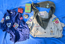 Vintage Boy Scouts Brass Compass First Aid Kit Uniform Badges picture