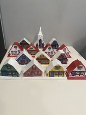 14 Alpine Village Putz Plastic Houses Church Christmas Village Light Set Vintage picture