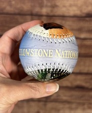 Yellowstone National Park Souvenir Baseball Wolf Bison Old Faithful Ball picture