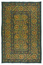 4.6x7 Ft Brand New Uzbek Suzani Textile. Embroidered Silk & Cotton Wall Hanging picture