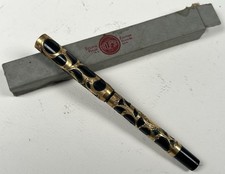 Antique Eclipse Gold Filigree Eyedropper Fountain Pen Sanford Bennett Nib w Box picture