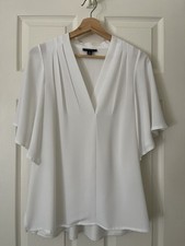 Armani Women's White Short Flutter Sleeve Blouse M picture