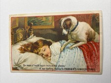 PARKER’S GINGER TONIC Hair Balsam New York Trade Card Dog/girl 10192 picture