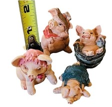 Vintage Pig Family Resin Figures Lot of 4 1990s **READ** Farm Animal Country picture