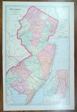 Vintage 1905 NEW JERSEY Map 14