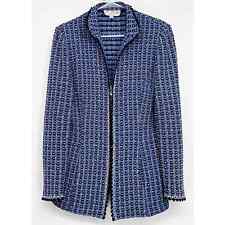 St. John Collection Women's Blue Black Tweed Pattern Full Zip Jacket Size 10 picture