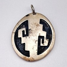 Petite Vintage Hopi Native Mitchell Sockyma Rain Cloud Silver Pendant Charm picture