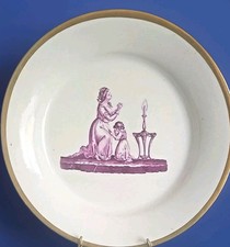 Antique 19th c. English Regency Porcelain Plate/Dish Adam Buck Puce Purple 1810 picture