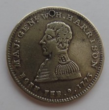 1840 Wm Henry Harrison Prez Campaign Medal Token The Whigs Balance More on Scale picture