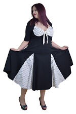 Plus size Vintage pin-up style white and black Polka dot Swing Party Dress picture
