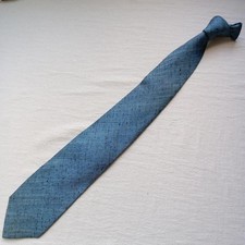Nishijin-Ori Tie Blue Plain Woven Silk 100% High Quality N7852 Pre-owned K picture