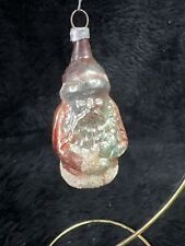 Vintage Hand Painted Silvered Santa Claus Glass Christmas Ornament 1940's 3”tall picture