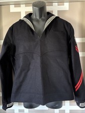 Vtg WWII US Navy Dress Blue Jumper Wool Storekeeper 3rd Class 44R PRISTINE picture