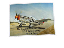 Vintage 1990 North American P-51D Mustang Metal Sign By John Finklen picture