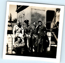 Vintage Photo 1945 Sept Boston, 5 USA Officers posing Named, 4.5x2.5 Black White picture