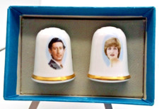 Vtg 1981 Princess Diana And Prince Charles And Castle Thimbles i BOX by coalport picture